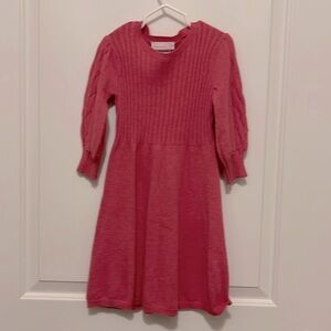 Kids Girls Pink Ribbed Dress - Size 6